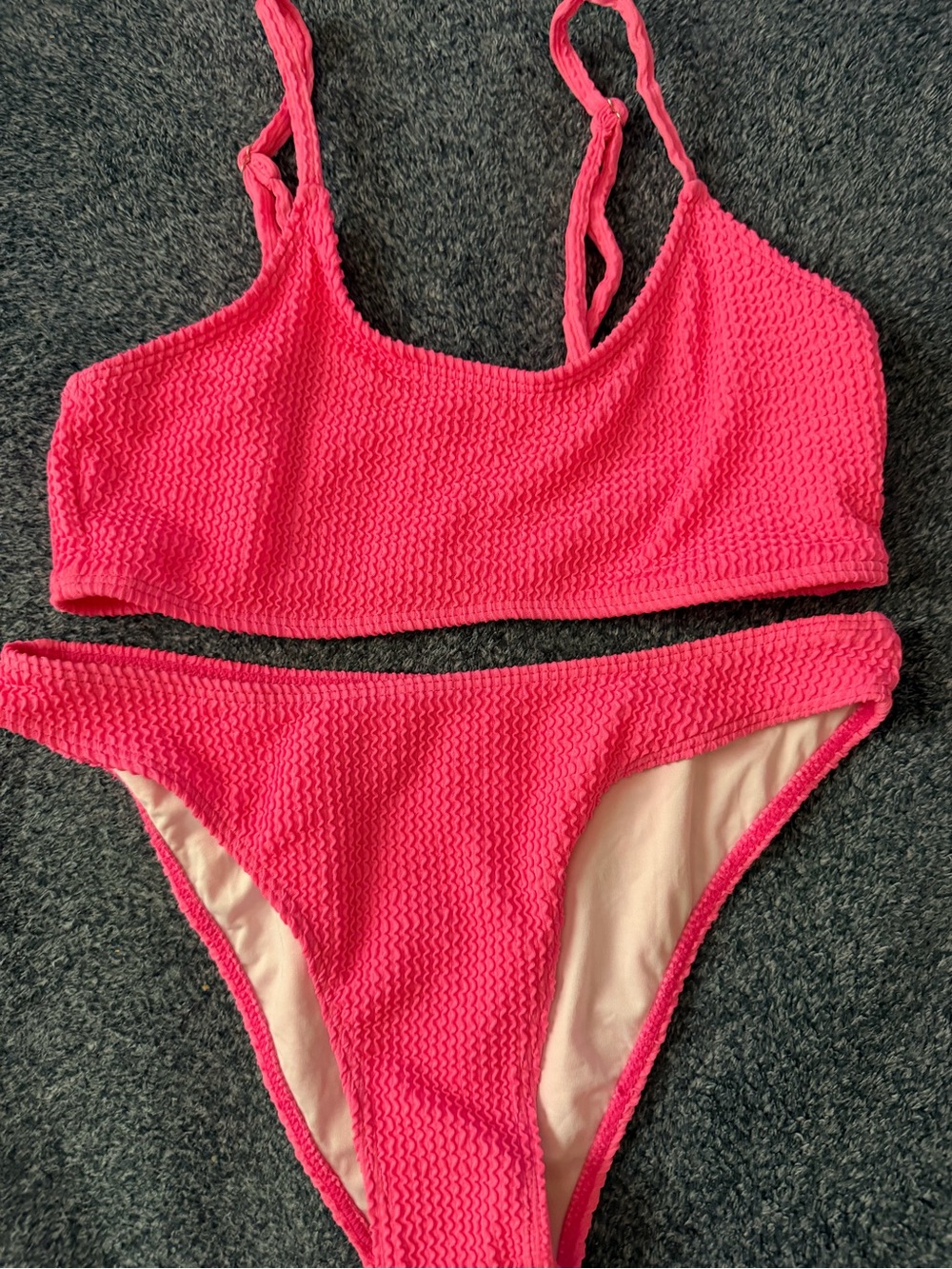 Source Unknown Hot Pink Textured Two-Piece Bikini